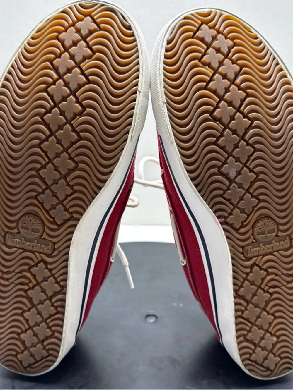 Timberland‎ Men’s Red Canvas Boat Shoes with White Laces